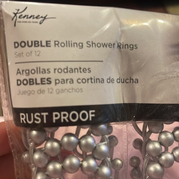 12~DOUBLE Rolling Shower Rings RUST PROOF Silver - Picture 5 of 6